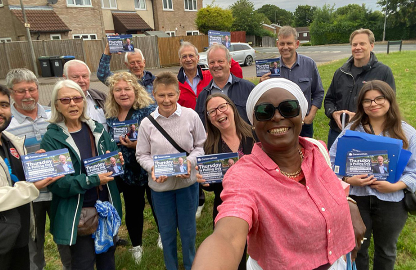 Andrew Williams with a canvassing team in Grovehill