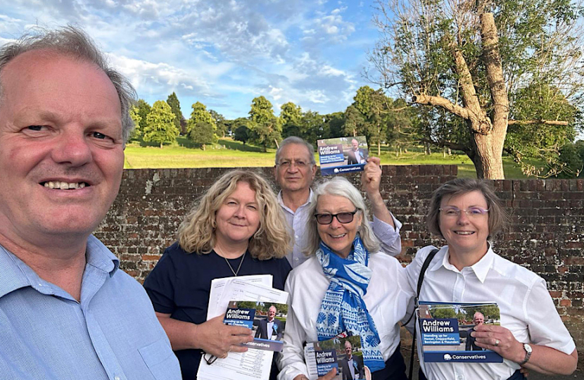 Andrew Williams with a canvassing team in Nash Mills