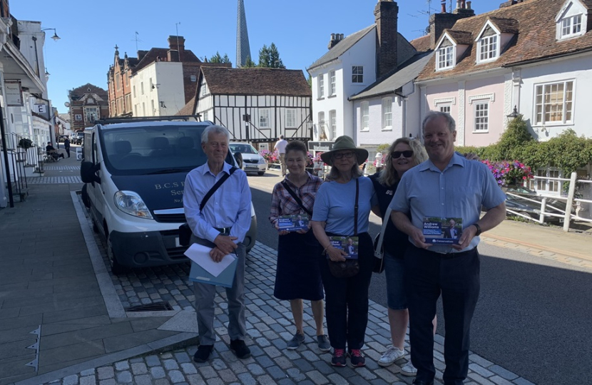 Andrew Williams with a canvassing team in the High Street