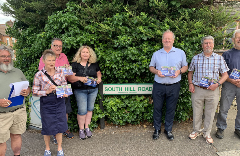 Andrew Williams with a canvassing team in South Hill area