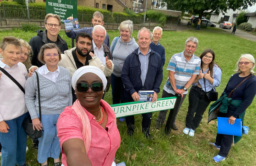 Andrew Williams with a canvassing team in Grovehill