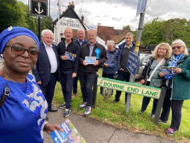 Andrew Williams with a canvassing team in Bourne End