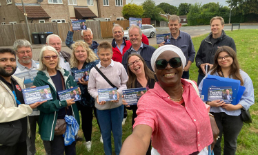 Andrew Williams with a canvassing team in Grovehill