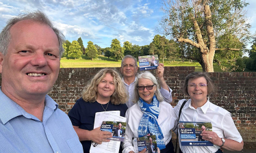 Andrew Williams with a canvassing team in Nash Mills